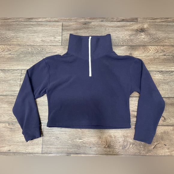 Dudley Stephens Dunning Pullover Navy Blue Terry Fleece Sz S - Picture 1 of 9